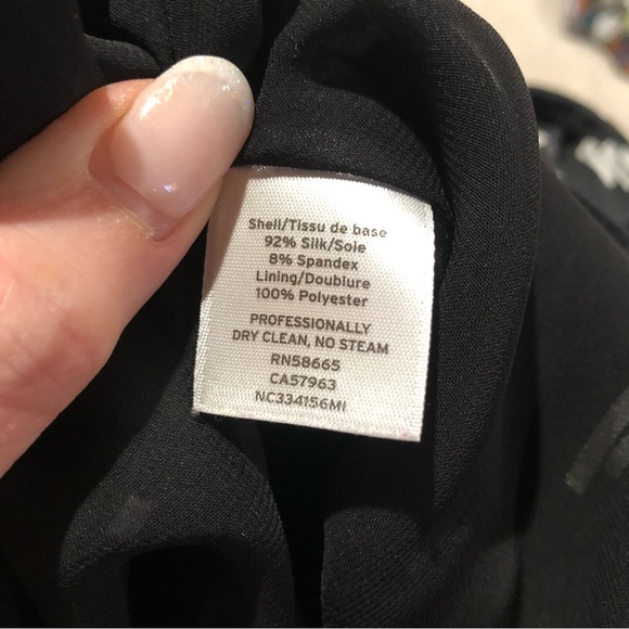 Nordstrom Collection scoop neck w tie mid length silk dress black and white 4 - Picture 9 of 9